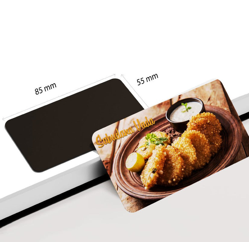 dhcrafts Rectangular Rubber Fridge Magnet Multicolor Food Sabudana Vada Rectangular Design Pack of 1 (8.6cm x 5.4cm)